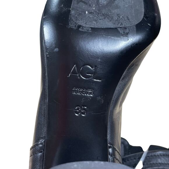 AGL Lisa Black Leather Back Zip Heeled Bootie MISSING METAL CLOSURE Size 35 - Picture 7 of 8